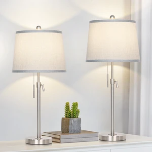 Table Lamps Set of 2, Bedside Lamp Silver Tall Table Lamps for Living Room End Tables, 22" to 30" Adjustable Height Lamp for Bedroom Nightstand Farmhouse with Pull Chain(Bulbs Included) Table Lamps Set of 2, Bedside Lamp Silver Tall Table Lamps for Living Room End Tables, 22" to 30" Adjustable Height Lamp for Bedroom Nightstand Farmhouse with Pull Chain(Bulbs Included)