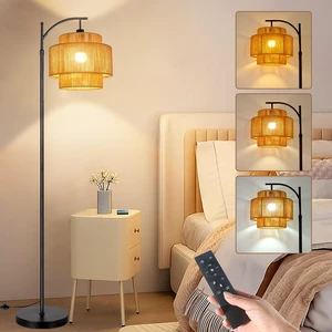 Rattan Floor Lamp for Living Room Bedroom Boho Arc Standing Lamp with Remote Dimmable Black Farmhouse Wicker Bamboo Lamp Shade Floor Light Tall Lamp Industrial Floor Lamps Bohemian Decor Rattan Floor Lamp for Living Room Bedroom Boho Arc Standing Lamp with Remote Dimmable Black Farmhouse Wicker Bamboo Lamp Shade Floor Light Tall Lamp Industrial Floor Lamps Bohemian Decor