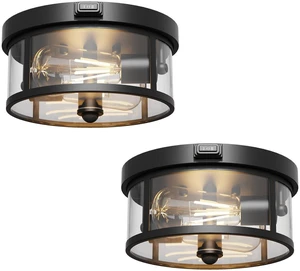 2Pack Outdoor Ceiling Light with Motion Sensor 9.3in - Porch Lights Outdoor, E26 Base, Flush Mount, 360° Detection, 3 Modes (Auto/Dusk to Dawn/Always-on), Farmhouse Ceiling Light for Porch, Entryway 2Pack Outdoor Ceiling Light with Motion Sensor 9.3in - Porch Lights Outdoor, E26 Base, Flush Mount, 360° Detection, 3 Modes (Auto/Dusk to Dawn/Always-on), Farmhouse Ceiling Light for Porch, Entryway