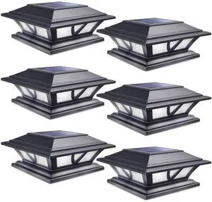 Solar Post Lights Outdoor 2 Modes LED, 6 Pack Black (Warm/White) Solar Post Cap Lights, Solar-Powered Waterproof Deck Fence Lights for 4x4 5x5 & 6x6 Wood or Vinyl Posts, Patio, Garden, Yard Solar Post Lights Outdoor 2 Modes LED, 6 Pack Black (Warm/White) Solar Post Cap Lights, Solar-Powered Waterproof Deck Fence Lights for 4x4 5x5 & 6x6 Wood or Vinyl Posts, Patio, Garden, Yard