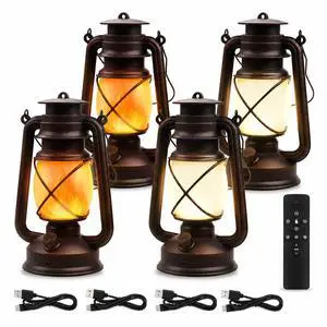 USB Rechargeable Lanterns 4 Pack with Remote Control 4 Modes Lights Vintage Hanging Lanterns Outdoor Waterproof LED Flickering Light Outdoor Indoor Decor for Patio Porch Camping Halloween USB Rechargeable Lanterns 4 Pack with Remote Control 4 Modes Lights Vintage Hanging Lanterns Outdoor Waterproof LED Flickering Light Outdoor Indoor Decor for Patio Porch Camping Halloween