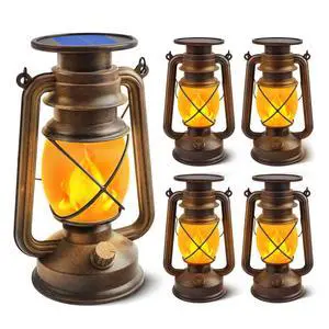 Solar Lanterns Outdoor Waterproof, 4 Pack Vintage LED Hanging Lights Dancing Flame with Auto On/Off, Bronze Ambient Lighting Decor for Halloween, Porch, Garden, Yard, Pathway, Patio & Camping Solar Lanterns Outdoor Waterproof, 4 Pack Vintage LED Hanging Lights Dancing Flame with Auto On/Off, Bronze Ambient Lighting Decor for Halloween, Porch, Garden, Yard, Pathway, Patio & Camping