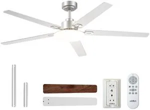 60 Inch Ceiling Fans with Lights and Remote Control, Wall Switch Reversible DC motor, 6-speed, Timer, 3CCT Dimmable, Quiet, Silver Ceiling Fan for Bedroom, Living Room, Indoor/Outdoor Use 60 Inch Ceiling Fans with Lights and Remote Control, Wall Switch Reversible DC motor, 6-speed, Timer, 3CCT Dimmable, Quiet, Silver Ceiling Fan for Bedroom, Living Room, Indoor/Outdoor Use