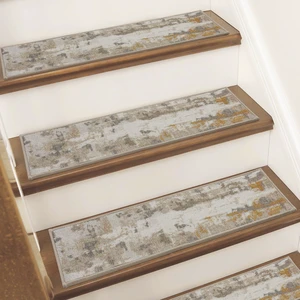 Stair Treads for Wooden Steps, 8"X30", 15pcs, Beige/Grey Non-Slip Machine Washable Carpet Stair Treads, TPE Backing, 100% Polyester, Soft Indoor Stair Runner for Kids Elders and Pets Stair Treads for Wooden Steps, 8"X30", 15pcs, Beige/Grey Non-Slip Machine Washable Carpet Stair Treads, TPE Backing, 100% Polyester, Soft Indoor Stair Runner for Kids Elders and Pets