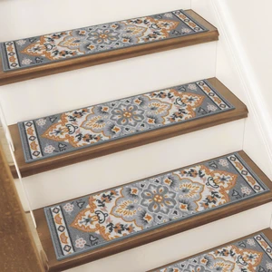 Stair Treads for Wooden Steps, 8"X30", 15pcs, Grey/Orange Non-Slip Machine Washable Carpet Stair Treads, TPE Backing, 100% Polyester, Soft Indoor Stair Runner for Kids Elders and Pets Stair Treads for Wooden Steps, 8"X30", 15pcs, Grey/Orange Non-Slip Machine Washable Carpet Stair Treads, TPE Backing, 100% Polyester, Soft Indoor Stair Runner for Kids Elders and Pets