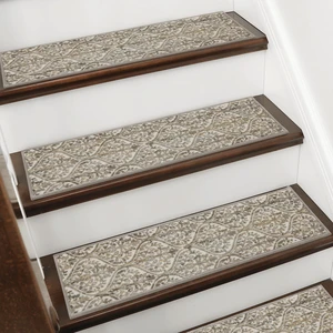 Stair Treads for Wooden Steps, 8"X30", 15pcs, Beige/Malt Yellow Non-Slip Machine Washable Carpet Stair Treads, TPE Backing, 100% Polyester, Soft Indoor Stair Runner for Kids Elders and Pets Stair Treads for Wooden Steps, 8"X30", 15pcs, Beige/Malt Yellow Non-Slip Machine Washable Carpet Stair Treads, TPE Backing, 100% Polyester, Soft Indoor Stair Runner for Kids Elders and Pets