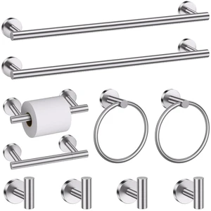 Brushed Nickel Towel Bar Bathroom Hardware Accessories Set, 10 Pieces Upgraded Toilet Paper Holder 23.6 Inch Towel Rack for Bathroom Wall Mounted Stainless Steel Bathroom Set Brushed Nickel Towel Bar Bathroom Hardware Accessories Set, 10 Pieces Upgraded Toilet Paper Holder 23.6 Inch Towel Rack for Bathroom Wall Mounted Stainless Steel Bathroom Set