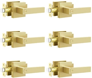 6 Pack Door Handle Privacy Door Levers, Heavy Duty Keyless Door Handles Interior Door Knobs for Bedroom, Bathroom, Waterproof Zinc Alloy Door Lock for Left & Right Handled Doors (Gold Finish) 6 Pack Door Handle Privacy Door Levers, Heavy Duty Keyless Door Handles Interior Door Knobs for Bedroom, Bathroom, Waterproof Zinc Alloy Door Lock for Left & Right Handled Doors (Gold Finish)