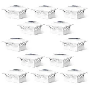 Solar Fence Post Lights, Cap Lights for 4x4/5x5 Vinyl Fence and 4x4/6x6 Wooden Post, Warm White/Cool White Lighting, White Solar Cap Outdoor Waterproof Decorate Garden Pathway Dcek Patio Solar Fence Post Lights, Cap Lights for 4x4/5x5 Vinyl Fence and 4x4/6x6 Wooden Post, Warm White/Cool White Lighting, White Solar Cap Outdoor Waterproof Decorate Garden Pathway Dcek Patio
