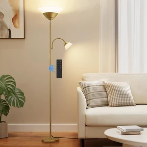 2-in-1 Torchiere Floor Lamp, 34W Super Bright LED Standing Lamp with Remote & Touch Control, 72" Dimmable Adjustable Corner Reading Lamp for Living Room, Bedroom, Office, Gold 2-in-1 Torchiere Floor Lamp, 34W Super Bright LED Standing Lamp with Remote & Touch Control, 72" Dimmable Adjustable Corner Reading Lamp for Living Room, Bedroom, Office, Gold