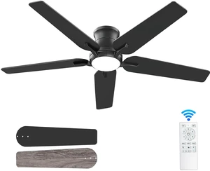 52 Inch Black Ceiling Fans with Lights and Remote, Flush Mount Low Profile Ceiling Fan for Bedroom, Living Room, Patio, Dimmable 6 Speeds Noiseless Reversible, ETL Listed 52 Inch Black Ceiling Fans with Lights and Remote, Flush Mount Low Profile Ceiling Fan for Bedroom, Living Room, Patio, Dimmable 6 Speeds Noiseless Reversible, ETL Listed