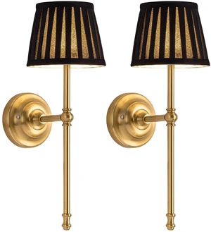 Gold Cordless Wall Sconces Set of 2, Black Fabric LED Wall Lamps Wireless Small Rechargeable Battery, Portable Lighting for Wall Painting, Living Room, Bedroom, Hallway, Gifts, Night Light Gold Cordless Wall Sconces Set of 2, Black Fabric LED Wall Lamps Wireless Small Rechargeable Battery, Portable Lighting for Wall Painting, Living Room, Bedroom, Hallway, Gifts, Night Light