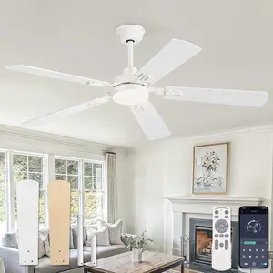 52" Ceiling Fans with Lights and Remote, White Modern for Indoor 24W 2400LM Bright LED, 3CCT, Dimmable, App Control, Farmhouse Dual Finish Blades, Quiet&Strong Motor for Bedroom, Living Room 52" Ceiling Fans with Lights and Remote, White Modern for Indoor 24W 2400LM Bright LED, 3CCT, Dimmable, App Control, Farmhouse Dual Finish Blades, Quiet&Strong Motor for Bedroom, Living Room