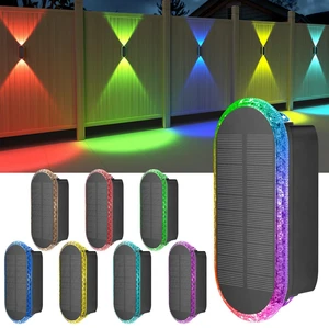 Solar Fence Lights Backyard: 8-Pack Fence Lights Solar Powered 8 WRGB Color Modes - Up & Down Waterproof Solar Wall Lights for Outdoor/Yard/Poolside/Porch/Patio/Railing Solar Fence Lights Backyard: 8-Pack Fence Lights Solar Powered 8 WRGB Color Modes - Up & Down Waterproof Solar Wall Lights for Outdoor/Yard/Poolside/Porch/Patio/Railing