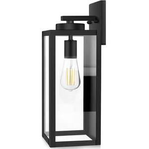 15 Large Outdoor Wall Light Fixture, Exterior Porch Sconce, Black Waterproof, Rust-Resistant, Durable Metal with Clear Glass, Standard E26 Socket, Easy to Install 15 Large Outdoor Wall Light Fixture, Exterior Porch Sconce, Black Waterproof, Rust-Resistant, Durable Metal with Clear Glass, Standard E26 Socket, Easy to Install