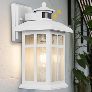 Dawn to Dusk Motion Sensor Exterior Wall Light Fixtures Exterior Wall Mount with E26 Sockets & Tempered Glass, Waterproof Outdoor & Indoor Lights for House, Porch, Garage, White Dawn to Dusk Motion Sensor Exterior Wall Light Fixtures Exterior Wall Mount with E26 Sockets & Tempered Glass, Waterproof Outdoor & Indoor Lights for House, Porch, Garage, White