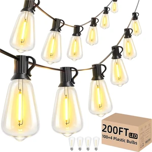 200 FT Outdoor String Lights LED, Waterproof for Outside Patio 104 Shatterproof ST38 Dimmable Bulbs, Hanging Lighting For Bistro Market Backyard, ETL Listed 2700K (100 FT *2) 200 FT Outdoor String Lights LED, Waterproof for Outside Patio 104 Shatterproof ST38 Dimmable Bulbs, Hanging Lighting For Bistro Market Backyard, ETL Listed 2700K (100 FT *2)