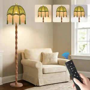Wood Floor Lamps for Living Room Boho Rustic Floor Lamp with Remote Control,Dimmable Vintage Floor Lamp Green Mid Century Modern Standing Lamp Pole Tall Fringe Floor Lamp for Bedroom Corner Wood Floor Lamps for Living Room Boho Rustic Floor Lamp with Remote Control,Dimmable Vintage Floor Lamp Green Mid Century Modern Standing Lamp Pole Tall Fringe Floor Lamp for Bedroom Corner
