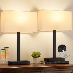 Bedside Lamps Set of 2, 3 Way Dimmable White Touch Lamps for Bedroom Modern Table Lamp for Nightstands, White Black Desk Lamp for Home Office, with USB C+A, End Tables Bed Side, Bulb Included Bedside Lamps Set of 2, 3 Way Dimmable White Touch Lamps for Bedroom Modern Table Lamp for Nightstands, White Black Desk Lamp for Home Office, with USB C+A, End Tables Bed Side, Bulb Included