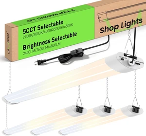 ® LED Shop Lights 4FT for Garage, 4800LM Adjustable 20W/30W/40W, 5CCT 2700K 3000K 4000K 5000K 6500K, 120V, Warm to Cool Daylight Linkable Shop Lights for Workshop, ETL, 4 Pack ® LED Shop Lights 4FT for Garage, 4800LM Adjustable 20W/30W/40W, 5CCT 2700K 3000K 4000K 5000K 6500K, 120V, Warm to Cool Daylight Linkable Shop Lights for Workshop, ETL, 4 Pack