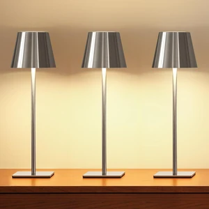 3 Pack Cordless Table Lamp, Battery Operated Lamp - Portable Waterproof Rechargeable Table Lamp w/ 3 Color Temps & Stepless Dimming for Dinner, Desk, Cafe, Outdoor (Brushed Silver) 3 Pack Cordless Table Lamp, Battery Operated Lamp - Portable Waterproof Rechargeable Table Lamp w/ 3 Color Temps & Stepless Dimming for Dinner, Desk, Cafe, Outdoor (Brushed Silver)