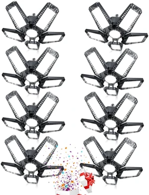 Garage Lights - 160W 16000LM 6500K Screw in LED Garage Lights 5+1 Deformable Panels for Basement, Workshop, Attic,E26/E27, Black(8) Garage Lights - 160W 16000LM 6500K Screw in LED Garage Lights 5+1 Deformable Panels for Basement, Workshop, Attic,E26/E27, Black(8)