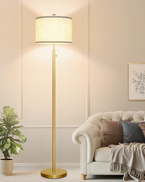 Upgraded Dimmable Floor Lamp for Living Room, 11W LED Bulb Included, Modern Standing Lamp, Tall Pole Light with Linen Shade for Bedroom Reading Office Corner Nursery-Gold Upgraded Dimmable Floor Lamp for Living Room, 11W LED Bulb Included, Modern Standing Lamp, Tall Pole Light with Linen Shade for Bedroom Reading Office Corner Nursery-Gold