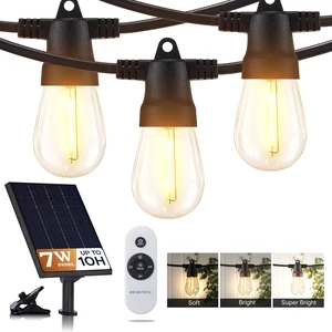 Solar String Lights with 48 Hanging Edison Bulbs and Brightness Controls with Remote 7W-104 3000K Solar String Lights with 48 Hanging Edison Bulbs and Brightness Controls with Remote 7W-104 3000K