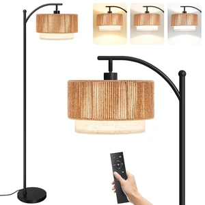 Arc Floor Lamps for Living Room with 12W Remote and Dimmable Bulb Farmhouse Floor Lamps with Adjustable Rattan & Fabric Shades, LED Lamp, Boho Standing Lamp for Bedroom, Corner, Home Decor Arc Floor Lamps for Living Room with 12W Remote and Dimmable Bulb Farmhouse Floor Lamps with Adjustable Rattan & Fabric Shades, LED Lamp, Boho Standing Lamp for Bedroom, Corner, Home Decor