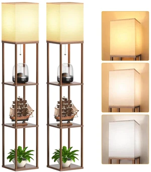 Floor Lamp with Shelves for Living Room Walnut Brown 2 Pack, Shelf Floor Lamp with 3 CCT LED Bulb, Corner Display Standing Column Lamp Etagere Organizer Tower Nightstand for Bedroom Floor Lamp with Shelves for Living Room Walnut Brown 2 Pack, Shelf Floor Lamp with 3 CCT LED Bulb, Corner Display Standing Column Lamp Etagere Organizer Tower Nightstand for Bedroom