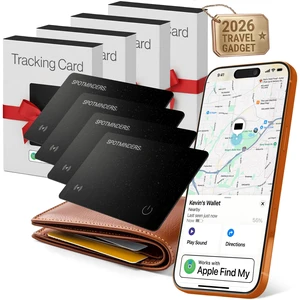 SPOTMINDERS Apple MFi Certified Wallet Tracking Card Black 4-Pack Travel Gifts for Him Works with Apple Find My Rechargeable Tracker IP68 Waterproof 0.07" Slim iPhone Item Finder for Luggage Passport SPOTMINDERS Apple MFi Certified Wallet Tracking Card Black 4-Pack Travel Gifts for Him Works with Apple Find My Rechargeable Tracker IP68 Waterproof 0.07" Slim iPhone Item Finder for Luggage Passport