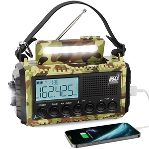 Weather Radio, 12000mAh Hand Crank Emergency Radio, 6 Ways Powered AM/FM/SW/NOAA Weather Alert Radio with Flashlight, Cell Phone Charger and SOS Siren for Power Outages (Camo-Green-LCD Display) Weather Radio, 12000mAh Hand Crank Emergency Radio, 6 Ways Powered AM/FM/SW/NOAA Weather Alert Radio with Flashlight, Cell Phone Charger and SOS Siren for Power Outages (Camo-Green-LCD Display)