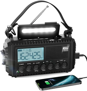 NOAA Weather Radio, 5000mAh/18500mWh Solar Hand Crank Emergency Radio, Battery Powered Portable Radio with AM/FM/SW/NOAA, Cell Phone Charger, Type-C Charging, Flashlight and SOS Siren NOAA Weather Radio, 5000mAh/18500mWh Solar Hand Crank Emergency Radio, Battery Powered Portable Radio with AM/FM/SW/NOAA, Cell Phone Charger, Type-C Charging, Flashlight and SOS Siren