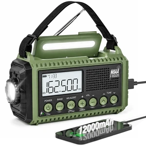 NOAA Emergency Weather Radio Hand Crank Solar 12000mAh Battery Portable AM/FM Shortwave Radio Battery Operated with USB-C Charger, Flashlight, SOS Alert for Home Outdoor Hurricane Survival NOAA Emergency Weather Radio Hand Crank Solar 12000mAh Battery Portable AM/FM Shortwave Radio Battery Operated with USB-C Charger, Flashlight, SOS Alert for Home Outdoor Hurricane Survival