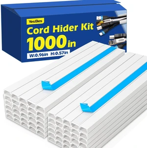 1000in Cord Hider Kit, Cord Covers for Wires on Wall, Paintable Cable Raceway, Cord Hider for Wall Mount tv, tv Cable Hider Wall kit, Wire Covers for Cords, 64X L15.7 X W0.96in X H0.57in, White 1000in Cord Hider Kit, Cord Covers for Wires on Wall, Paintable Cable Raceway, Cord Hider for Wall Mount tv, tv Cable Hider Wall kit, Wire Covers for Cords, 64X L15.7 X W0.96in X H0.57in, White