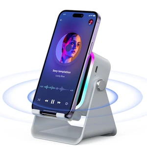 Induction Speaker with Phone Stand 5 in 1 Wireless Bluetooth Audio Gray Phone Speaker Amplifier for iPhone & Android with RGB Light and USB Wired Charging, Birthday Gift for Men Women Teens Induction Speaker with Phone Stand 5 in 1 Wireless Bluetooth Audio Gray Phone Speaker Amplifier for iPhone & Android with RGB Light and USB Wired Charging, Birthday Gift for Men Women Teens