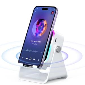 Induction Speaker with Phone Stand 5 in 1 Wireless Bluetooth Audio White Phone Speaker Amplifier for iPhone & Android with RGB Light and USB Wired Charging, Birthday Gift for Men Women Teens Induction Speaker with Phone Stand 5 in 1 Wireless Bluetooth Audio White Phone Speaker Amplifier for iPhone & Android with RGB Light and USB Wired Charging, Birthday Gift for Men Women Teens