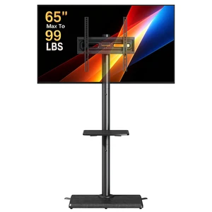 Standing Floor TV Stand for 3265" TVs up to 99 lbs 3 Height Settings, Extra-Stable Anti-Tip Feet, Tall TV Stand with Solid Wood Base, Adjustable Shelf, 400x400mm Standing Floor TV Stand for 3265" TVs up to 99 lbs 3 Height Settings, Extra-Stable Anti-Tip Feet, Tall TV Stand with Solid Wood Base, Adjustable Shelf, 400x400mm