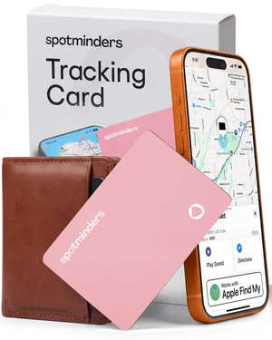 SPOTMINDERS Apple MFi Certified Wallet Tracker Card for Travel Gifts for Women (iOS Only) - Works with Apple Find My Rechargeable Tracking Card for Wallet Purse Car Slim 0.07in IP68 Pink Item Finder SPOTMINDERS Apple MFi Certified Wallet Tracker Card for Travel Gifts for Women (iOS Only) - Works with Apple Find My Rechargeable Tracking Card for Wallet Purse Car Slim 0.07in IP68 Pink Item Finder