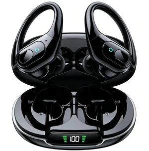 Active Noise Cancelling Earbuds Wireless Bluetooth Headphones Ear Buds 90Hrs Playback Stereo Bass Earphones with Mic Over-Ear Hooks IPX7 Waterproof Headset for Sports Running Glossy Black Active Noise Cancelling Earbuds Wireless Bluetooth Headphones Ear Buds 90Hrs Playback Stereo Bass Earphones with Mic Over-Ear Hooks IPX7 Waterproof Headset for Sports Running Glossy Black