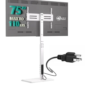 Floor TV Stand with Power Outlet, Tall TV Stand Mount for 32-75 inch TVs up to 110 lbs, Swivel and Height Adjustable TV Stands with Wood Base for Bedroom, Office(TVDVD-7PW), White Floor TV Stand with Power Outlet, Tall TV Stand Mount for 32-75 inch TVs up to 110 lbs, Swivel and Height Adjustable TV Stands with Wood Base for Bedroom, Office(TVDVD-7PW), White