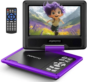 9.5" Portable DVD Player for Kids and Car with 7.5" Swivel Screen, 4-6 Hours Working Time, Car DVD Player with Dual Speakers, Remote Control, Support Sync TV, Region Free USB/SD/AV - Purple 9.5" Portable DVD Player for Kids and Car with 7.5" Swivel Screen, 4-6 Hours Working Time, Car DVD Player with Dual Speakers, Remote Control, Support Sync TV, Region Free USB/SD/AV - Purple