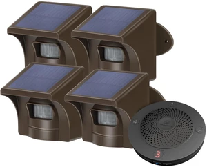 Solar Wireless Driveway Alarm, 1 Plug-in Receiver & 4 Sensors 1/2 Mile Transmission Range, No App Required, Weatherproof Outdoor Motion Detectors for Farms & Large Properties Solar Wireless Driveway Alarm, 1 Plug-in Receiver & 4 Sensors 1/2 Mile Transmission Range, No App Required, Weatherproof Outdoor Motion Detectors for Farms & Large Properties