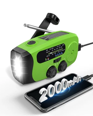 Hand Crank Radio with AM/FM/NOAA Weather Bands,for Emergencies, Camping 3 LED Flashlights,SOS Function,Solar Powered,Hand Cranked, 2000mAh/7400mWh Charger,for Power Outage - Green Hand Crank Radio with AM/FM/NOAA Weather Bands,for Emergencies, Camping 3 LED Flashlights,SOS Function,Solar Powered,Hand Cranked, 2000mAh/7400mWh Charger,for Power Outage - Green