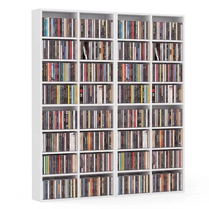 DVD Shelf, 32-Shelf Wide CD Rack, White 12 Adjustable Shelves, DVD Storage Shelf, Easy Assembly, Media Shelf for CD, Bluray Game Disc DVD Shelf, 32-Shelf Wide CD Rack, White 12 Adjustable Shelves, DVD Storage Shelf, Easy Assembly, Media Shelf for CD, Bluray Game Disc