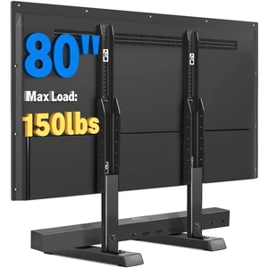 Universal TV Stand Base for 24-80 Inch TVs up to 150 lbs Table Top TV Stand with Adjustable Height, TV Legs for 65 75 80 Inch TVs, TV Stand Replacement with Cable Management Universal TV Stand Base for 24-80 Inch TVs up to 150 lbs Table Top TV Stand with Adjustable Height, TV Legs for 65 75 80 Inch TVs, TV Stand Replacement with Cable Management