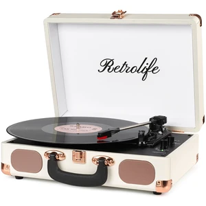 ® Record Player,3-Speed Bluetooth Suitcase Vinyl Player-White Built-in Stereo Speakers, Portable Turntable Plays 7/10/12" Records, 33/45/78 RPM, Bluetooth Streaming, RCA/Headphone Jack ® Record Player,3-Speed Bluetooth Suitcase Vinyl Player-White Built-in Stereo Speakers, Portable Turntable Plays 7/10/12" Records, 33/45/78 RPM, Bluetooth Streaming, RCA/Headphone Jack