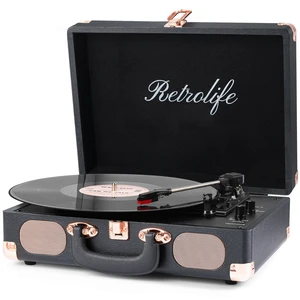 ® Record Player,3-Speed Bluetooth Suitcase Vinyl Player-Black Built-in Stereo Speakers, Portable Turntable Plays 7/10/12" Records, 33/45/78 RPM, Bluetooth Streaming, RCA/Headphone Jack ® Record Player,3-Speed Bluetooth Suitcase Vinyl Player-Black Built-in Stereo Speakers, Portable Turntable Plays 7/10/12" Records, 33/45/78 RPM, Bluetooth Streaming, RCA/Headphone Jack