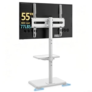 Floor TV Stand with Mount for 26-60 inch TVs up to 77 lbs, Height Adjustable Swivel Tilt TV Stand with Wood Base & Shelf, Saving Space Design for Bedroom, Living Room and Corner, White Floor TV Stand with Mount for 26-60 inch TVs up to 77 lbs, Height Adjustable Swivel Tilt TV Stand with Wood Base & Shelf, Saving Space Design for Bedroom, Living Room and Corner, White