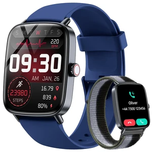 Smart Watch for Women Men with Calls, 1.85" HD Fitness Tracker, Blue 110+ Sport Modes,Sleep/Heart Rate/Stress Monitor, compatible with iPhone/Android, IP68 Waterproof, 2 Bands Smart Watch for Women Men with Calls, 1.85" HD Fitness Tracker, Blue 110+ Sport Modes,Sleep/Heart Rate/Stress Monitor, compatible with iPhone/Android, IP68 Waterproof, 2 Bands